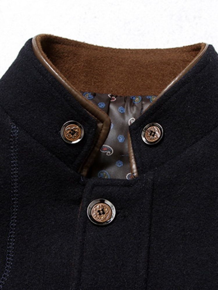 Plain Stand Collar Standard Slim Coat For Menn