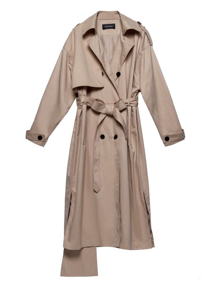 Trenchcoat Med Dobbel Bryst Epaulet For Kvinner