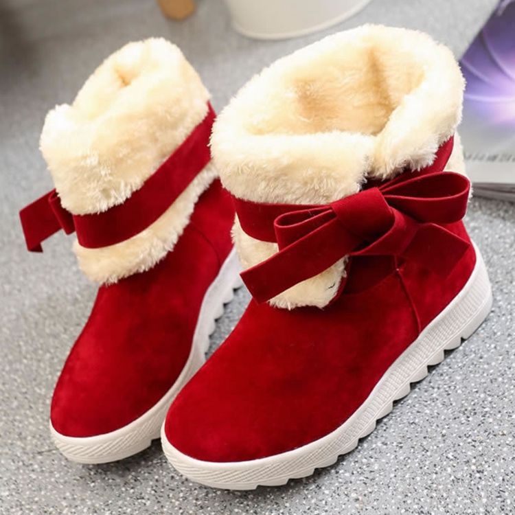 Bowknot Plain Hidden Elevator Heel Dame Snow Boots