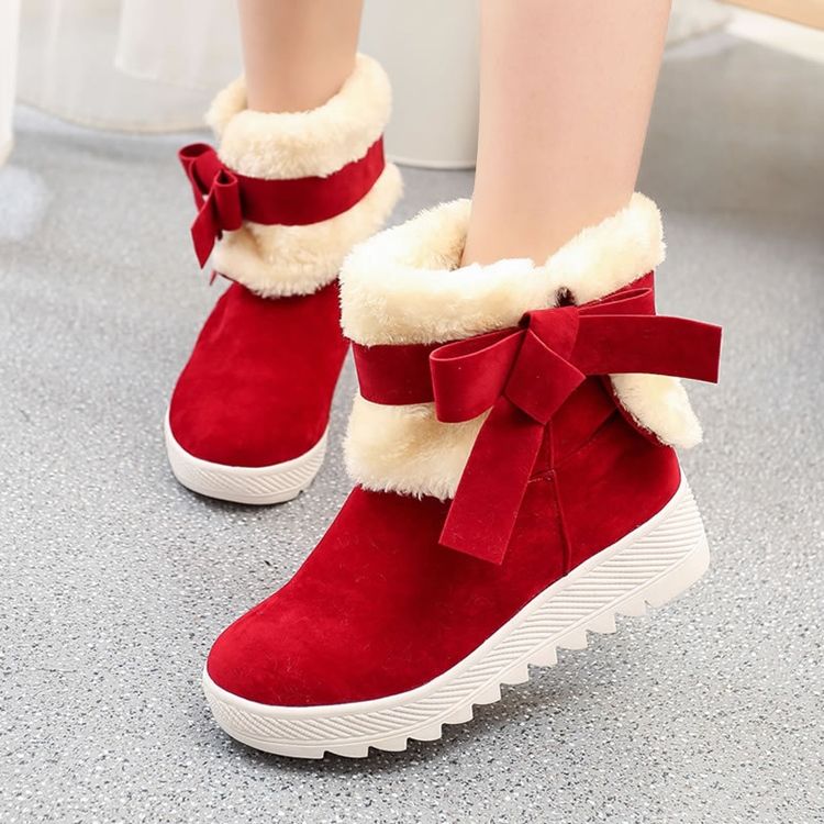 Bowknot Plain Hidden Elevator Heel Dame Snow Boots