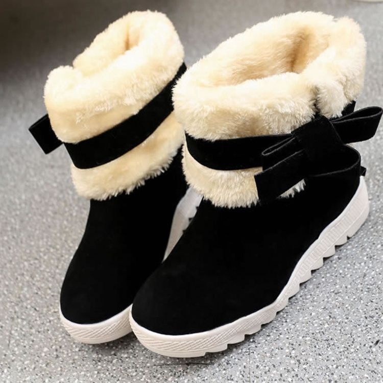 Bowknot Plain Hidden Elevator Heel Dame Snow Boots