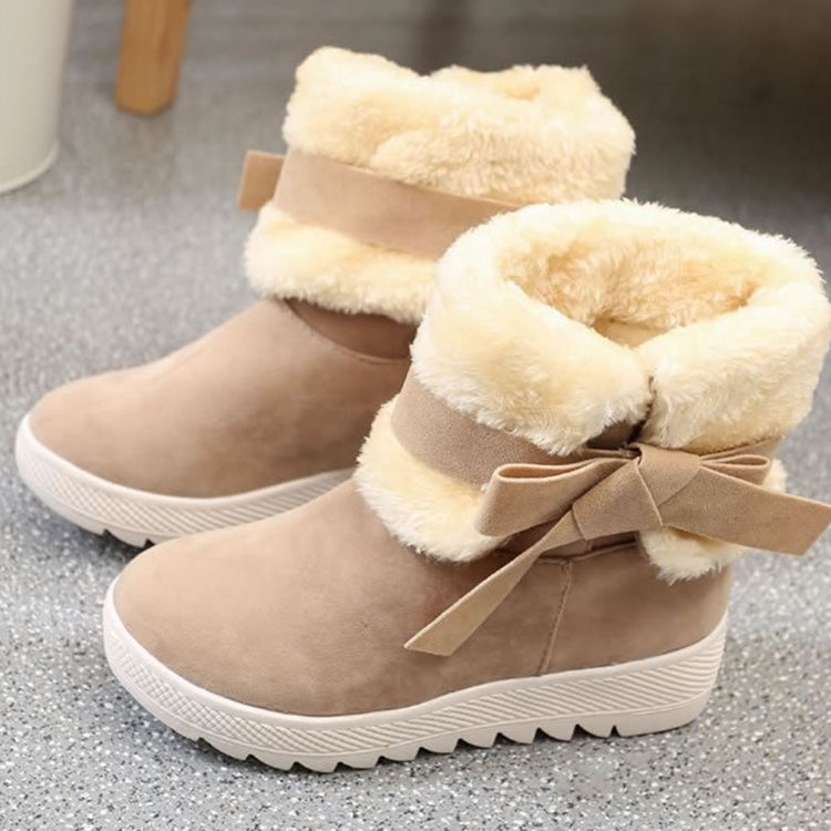 Bowknot Plain Hidden Elevator Heel Dame Snow Boots