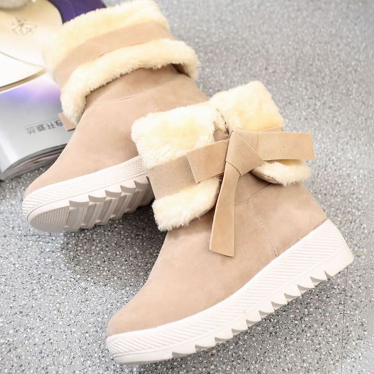 Bowknot Plain Hidden Elevator Heel Dame Snow Boots