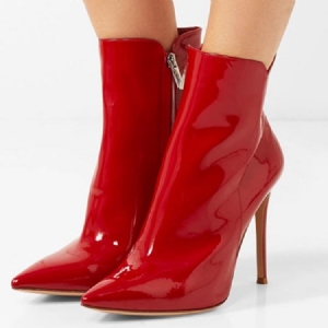 Damemote Red Pointed Toe Stiletto Heel Boots