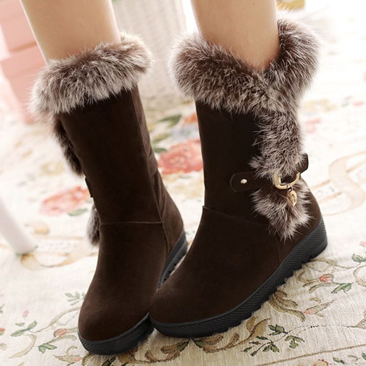 Delicate Furry Round Toe Toe Snowboots For Kvinner