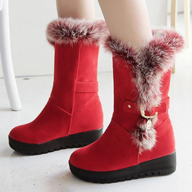 Delicate Furry Round Toe Toe Snowboots For Kvinner