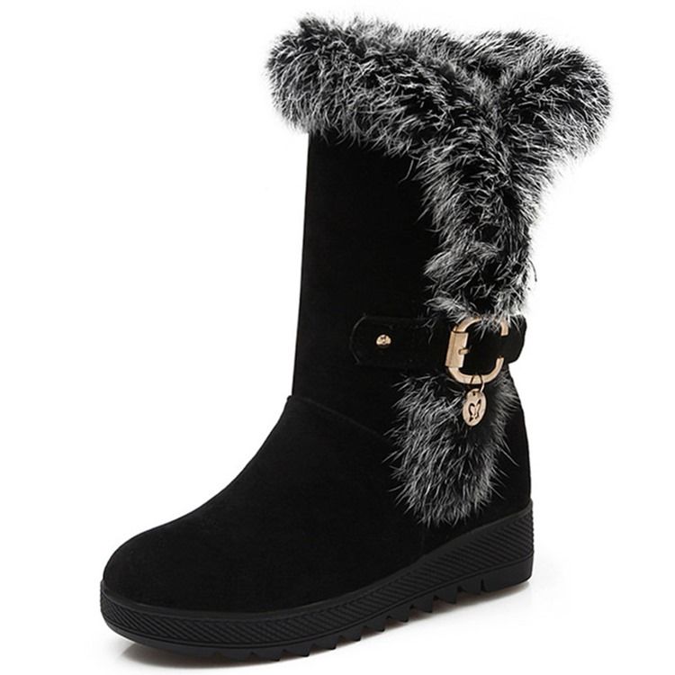 Delicate Furry Round Toe Toe Snowboots For Kvinner