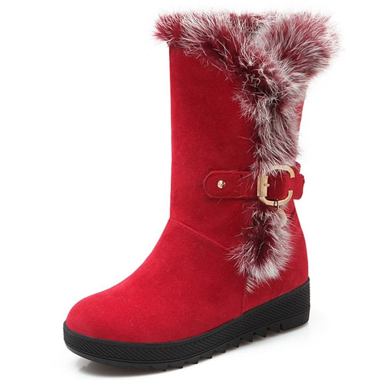 Delicate Furry Round Toe Toe Snowboots For Kvinner