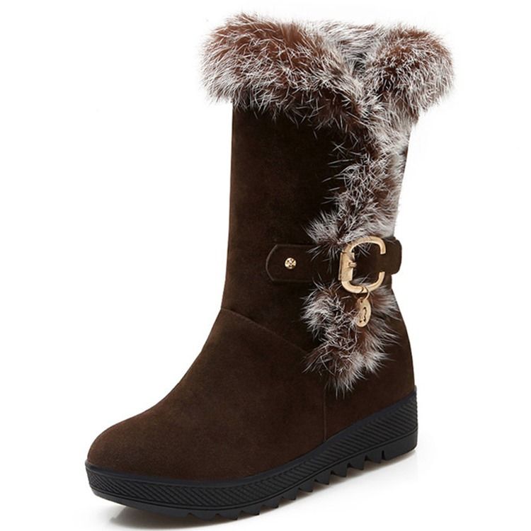 Delicate Furry Round Toe Toe Snowboots For Kvinner