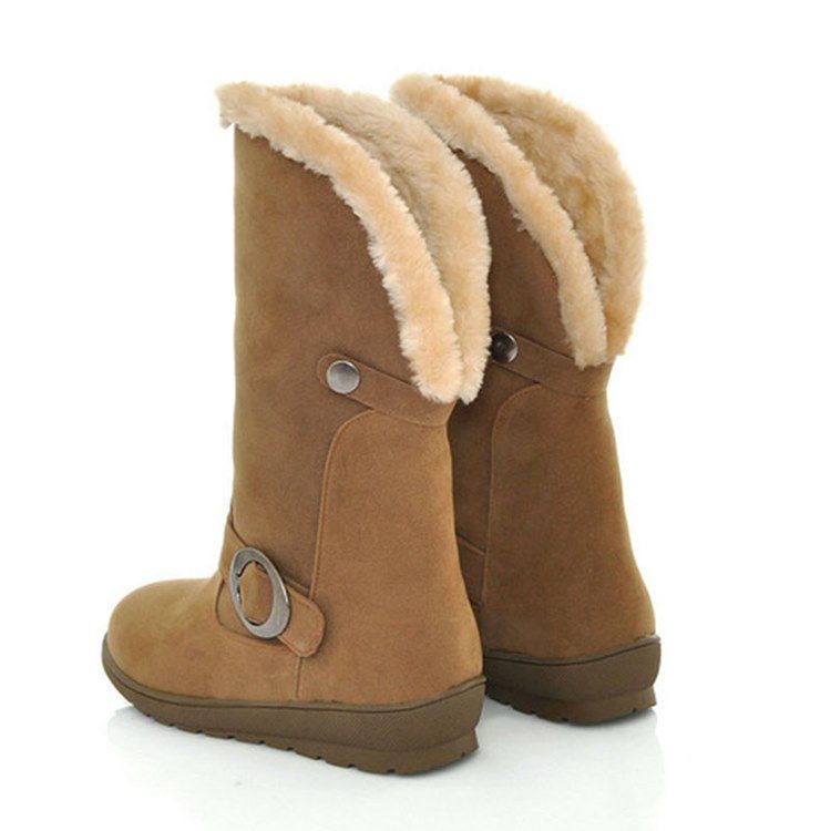 Faux Fur Slip-on Plain Round Toe Dame Snow Boots