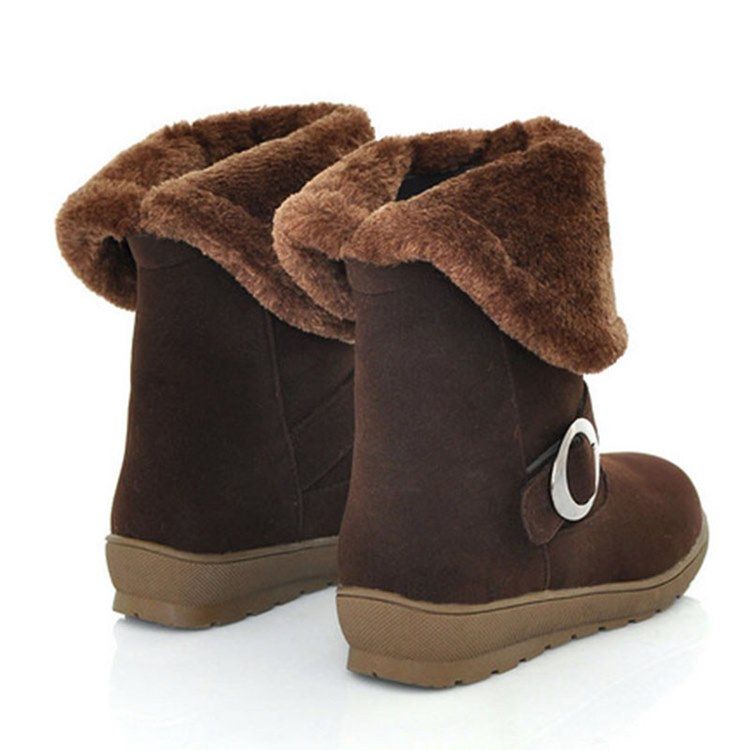 Faux Fur Slip-on Plain Round Toe Dame Snow Boots