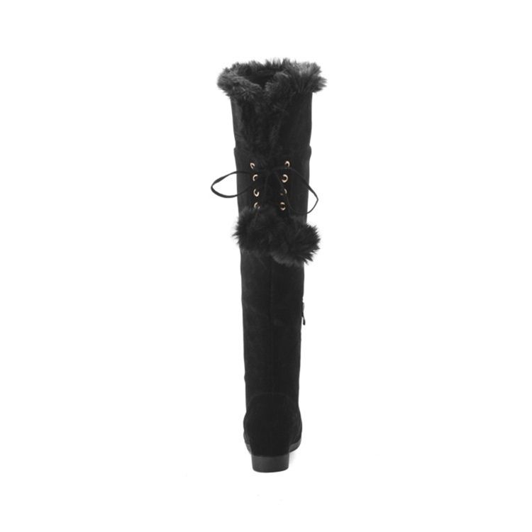 Fuzzy Pompon Plain Knee High Boots For Kvinner