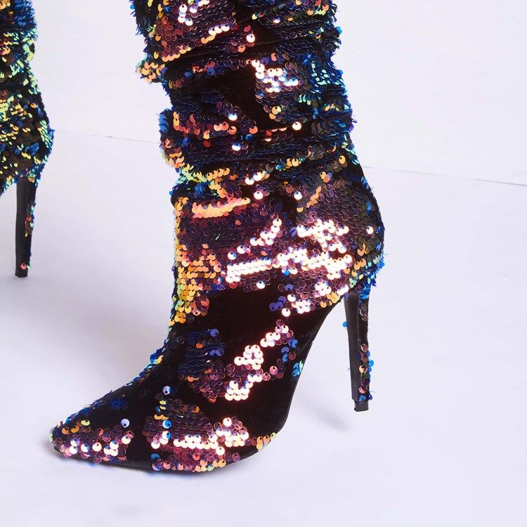 Glitterring Gradient Slip-on Stiletto Heel Boots For Kvinner