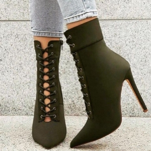 Kvinner Hollow Cross Strap Vanlige High Heel Boots