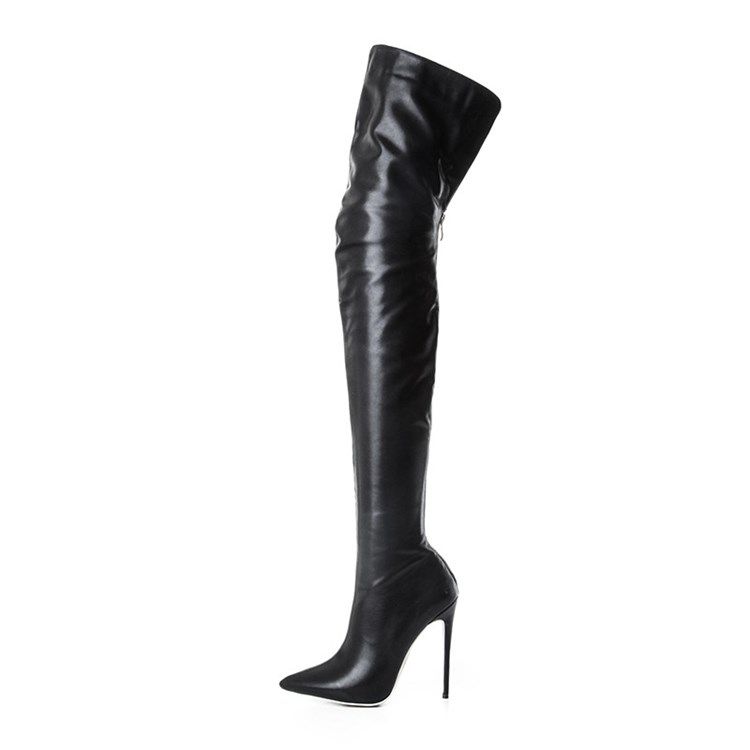 Kvinner Plain Back Zip Pointed Toe Short Floss Boots