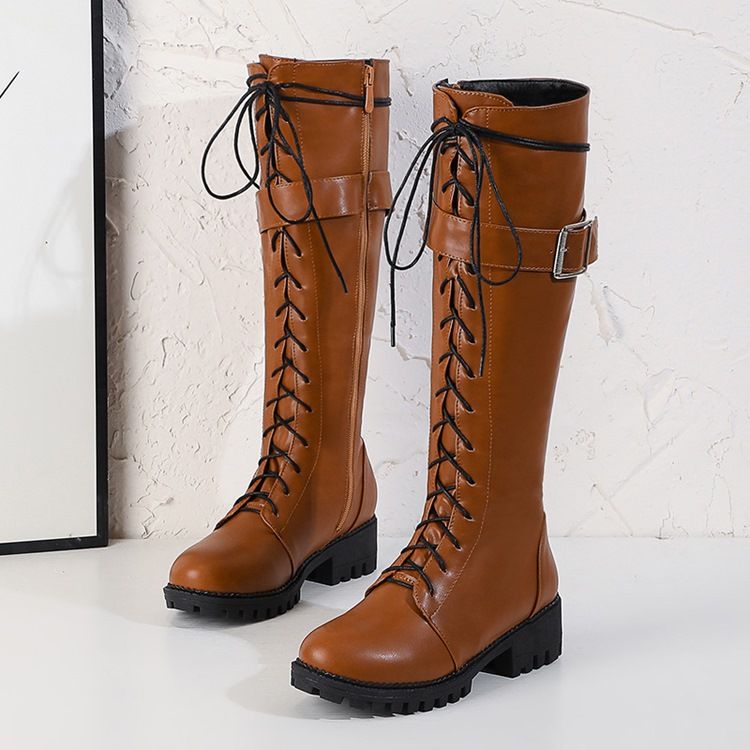 Kvinner Plain Side-glidelås Block Heel Western Boots