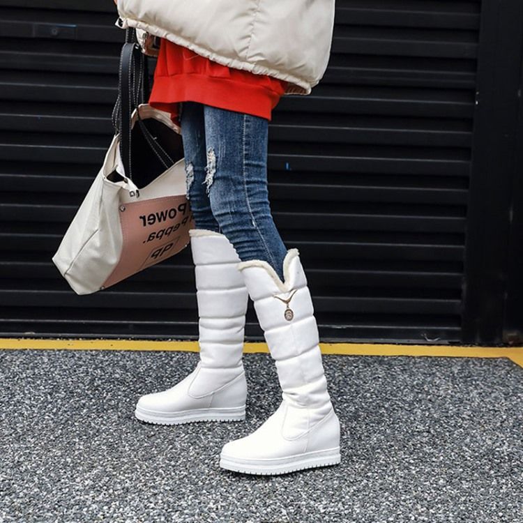 Kvinner Round Toe Hidden Heel Heel Snow Boots