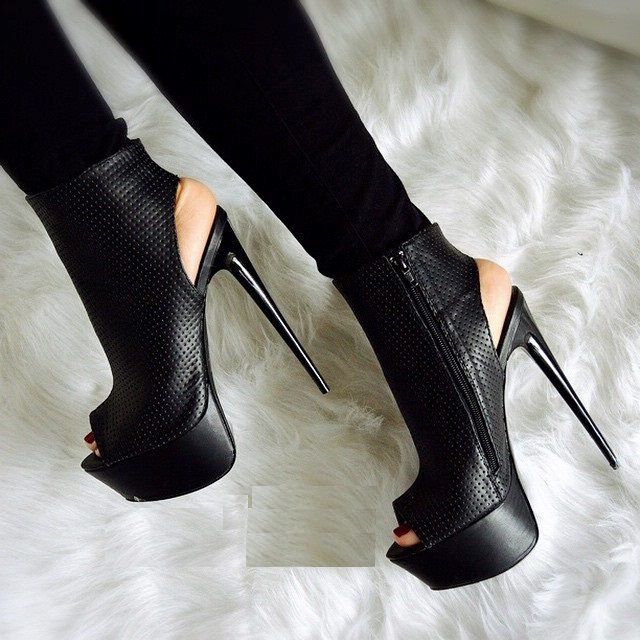 Kvinner Sexy Peep Toe Stiletto Heel Boots