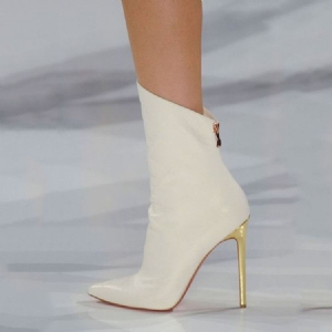 Kvinner White Point Toe Ultra High Heel Boots