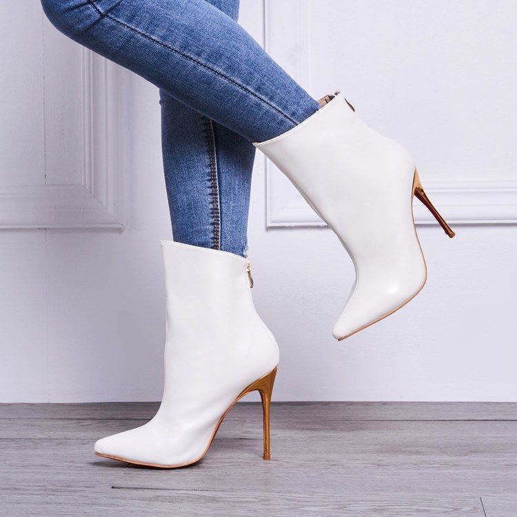 Kvinner White Point Toe Ultra High Heel Boots