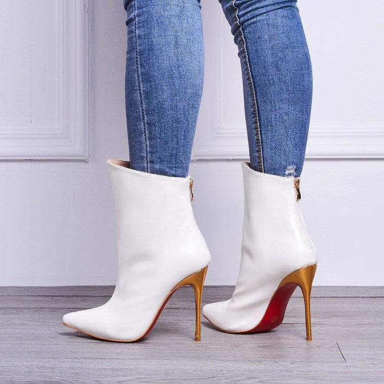 Kvinner White Point Toe Ultra High Heel Boots