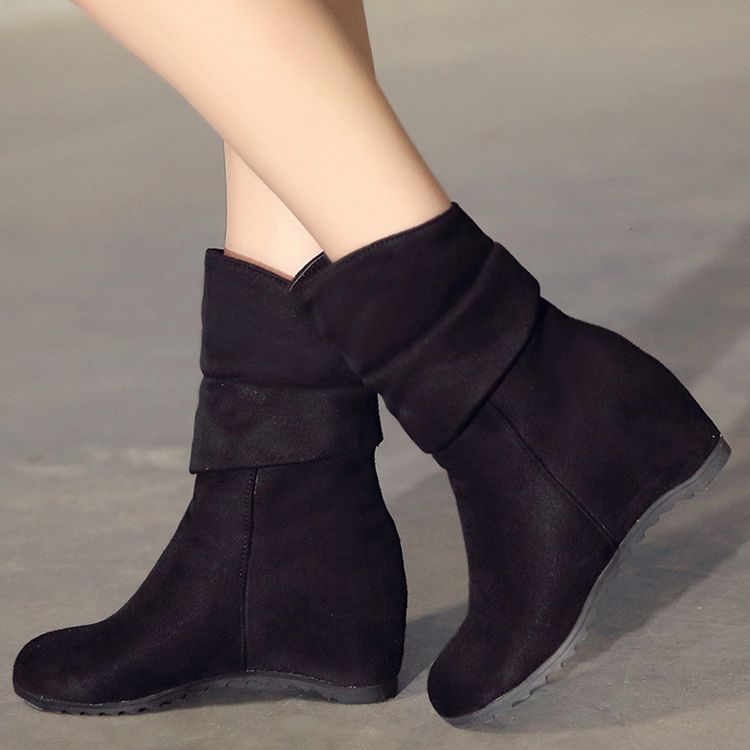 Kvinners Suede Heel Heel Ankle Boots