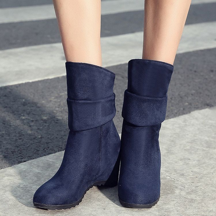 Kvinners Suede Heel Heel Ankle Boots