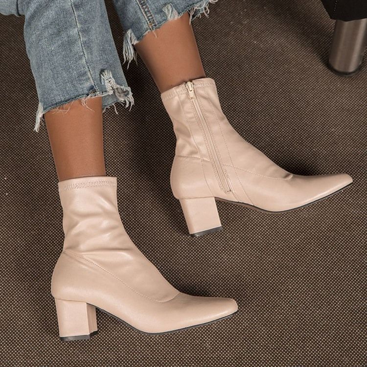 Kvinners Vanlig Chunky Heel Side Glidelås Western Boots