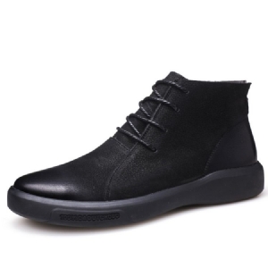 Lace-up Front Round Toe Patchwork Pu Herrestøvler