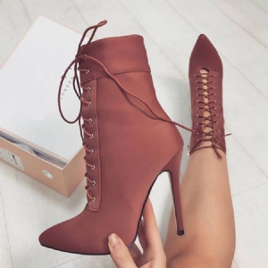 Lace-up Stiletto Heel Boots For Kvinner