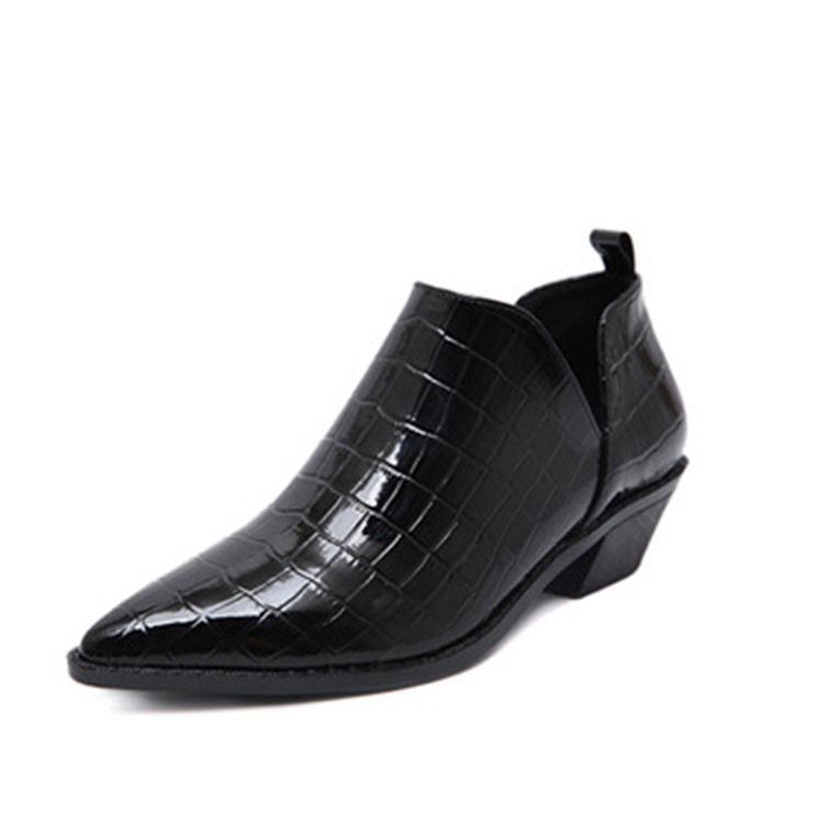 Plain Block Heel Pointed Toe Dame Støvler