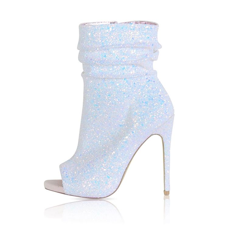 Rhinestone Peep Toe Stiletto Heel Dame Støvler