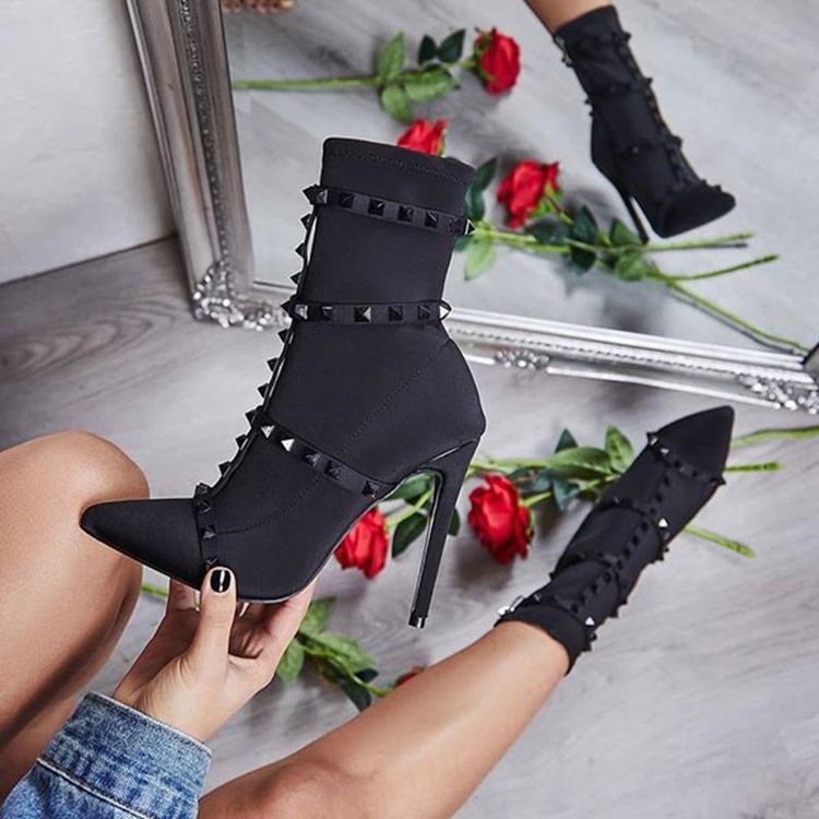 Rivet Pointed Toe Stiletto Heel Dame Sandaler