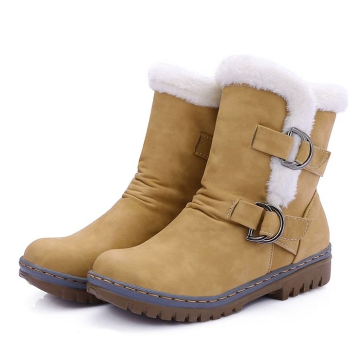 Round Toe Hasp Snowboots For Kvinner