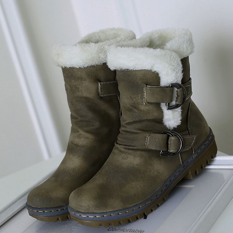 Round Toe Hasp Snowboots For Kvinner