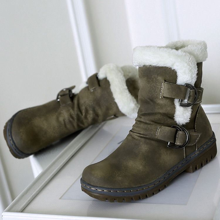 Round Toe Hasp Snowboots For Kvinner