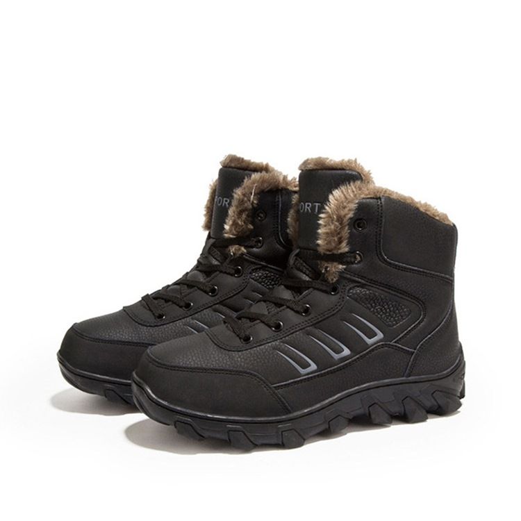 Round Toe Lace-up Snow Boots For Menn