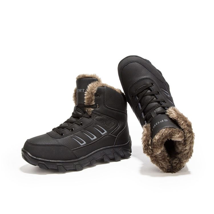 Round Toe Lace-up Snow Boots For Menn