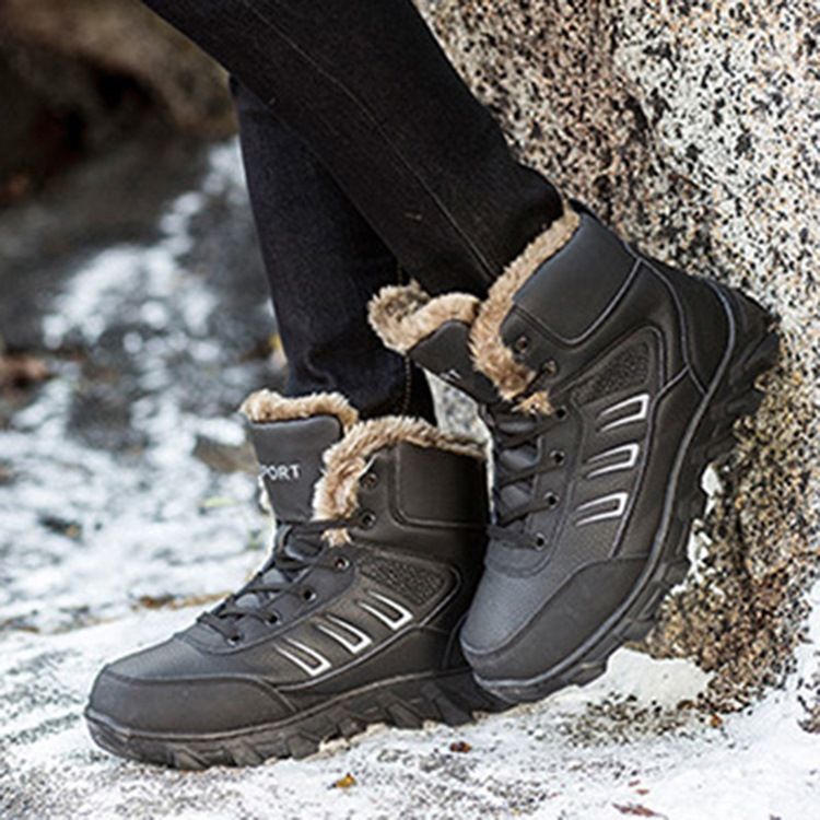 Round Toe Lace-up Snow Boots For Menn