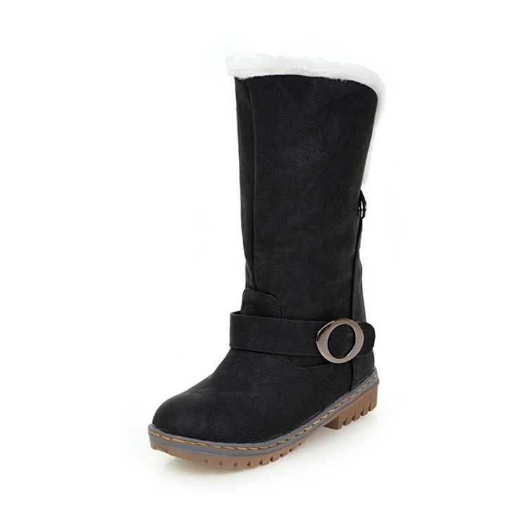 Slip-on Round Toe Color Block Platform Boots For Kvinner