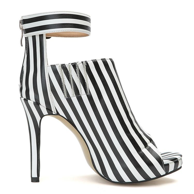 Stripe Peep Toe Stiletto Heel Ankelstøvler For Kvinner