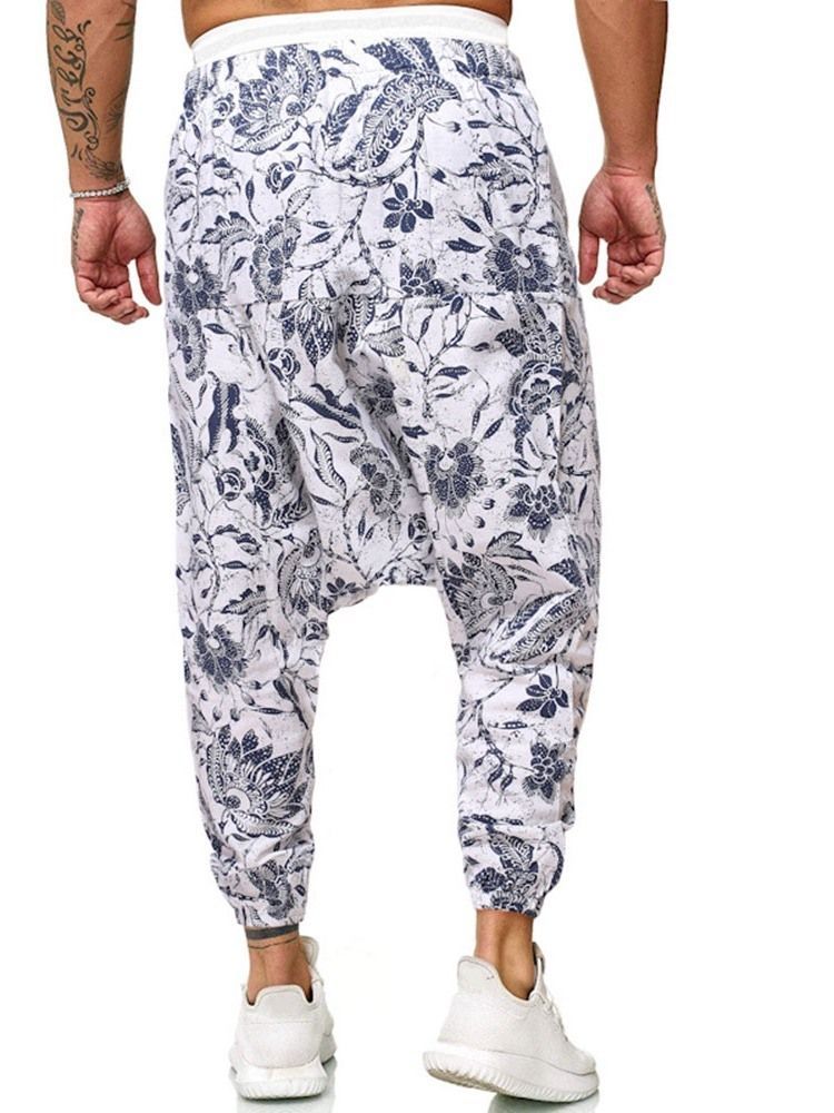 Baggy Pants Print Floral Mid Waist Herre Casual Bukser