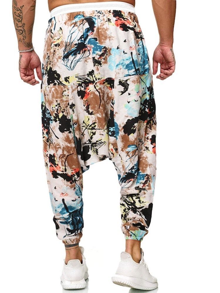 Baggy Pants Print Floral Mid Waist Herre Casual Bukser