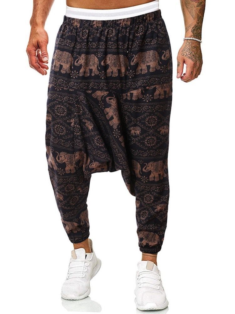 Baggy Pants Print Floral Mid Waist Herre Casual Bukser