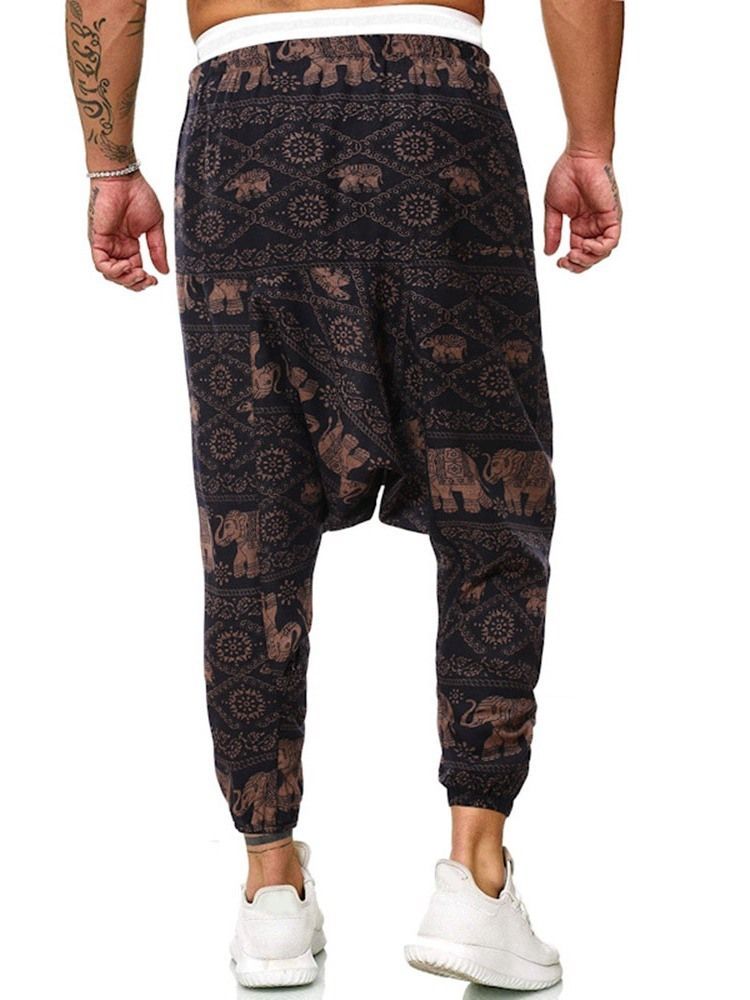 Baggy Pants Print Floral Mid Waist Herre Casual Bukser