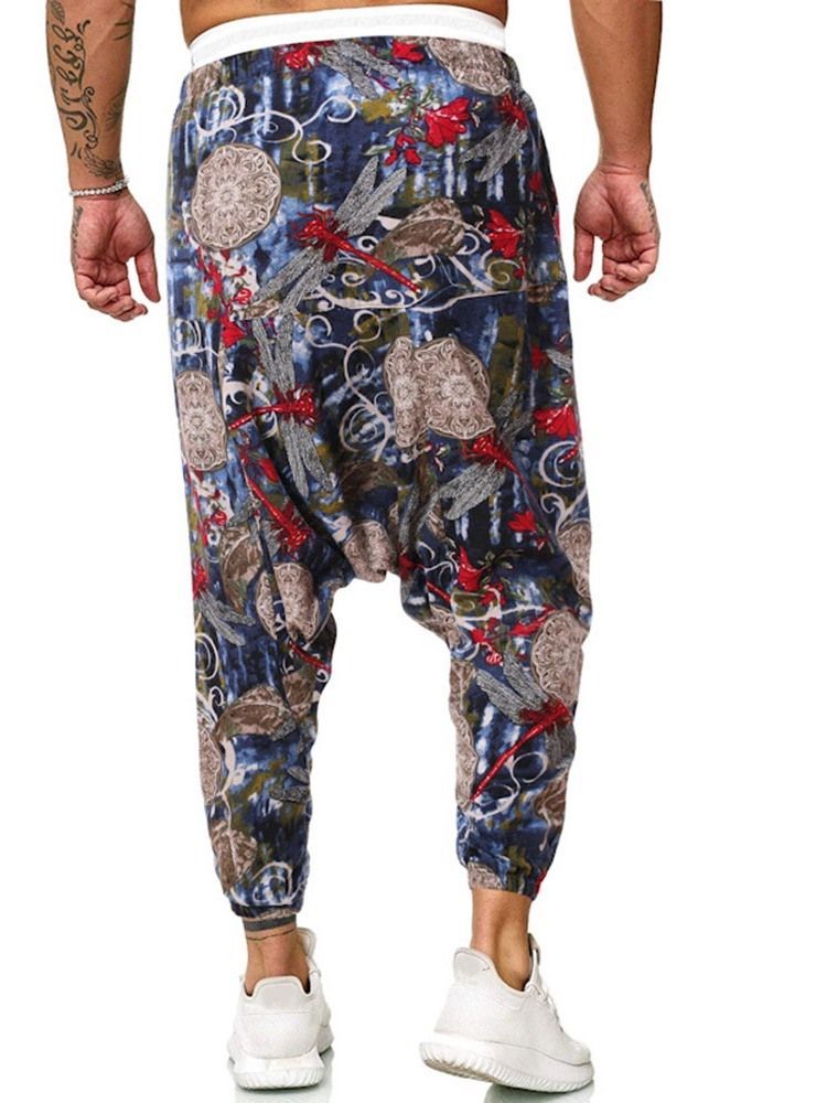 Baggy Pants Print Floral Mid Waist Herre Casual Bukser