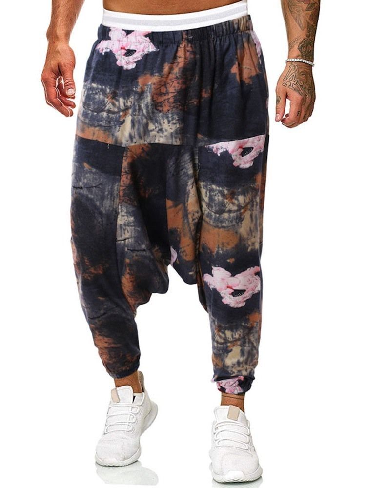 Baggy Pants Print Floral Mid Waist Herre Casual Bukser