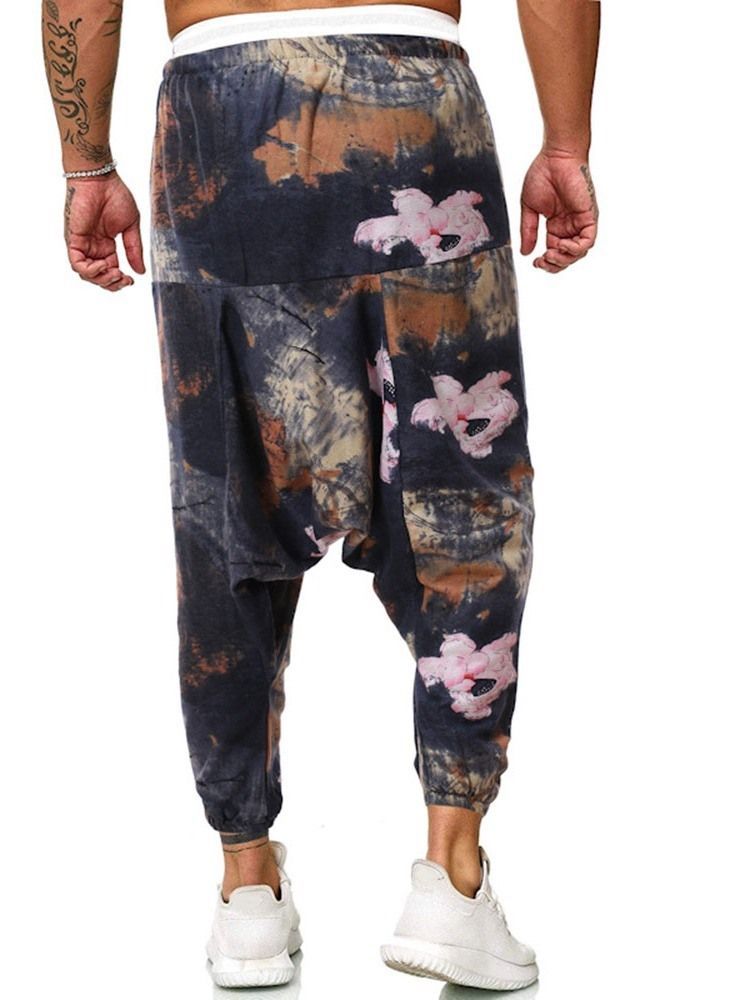 Baggy Pants Print Floral Mid Waist Herre Casual Bukser