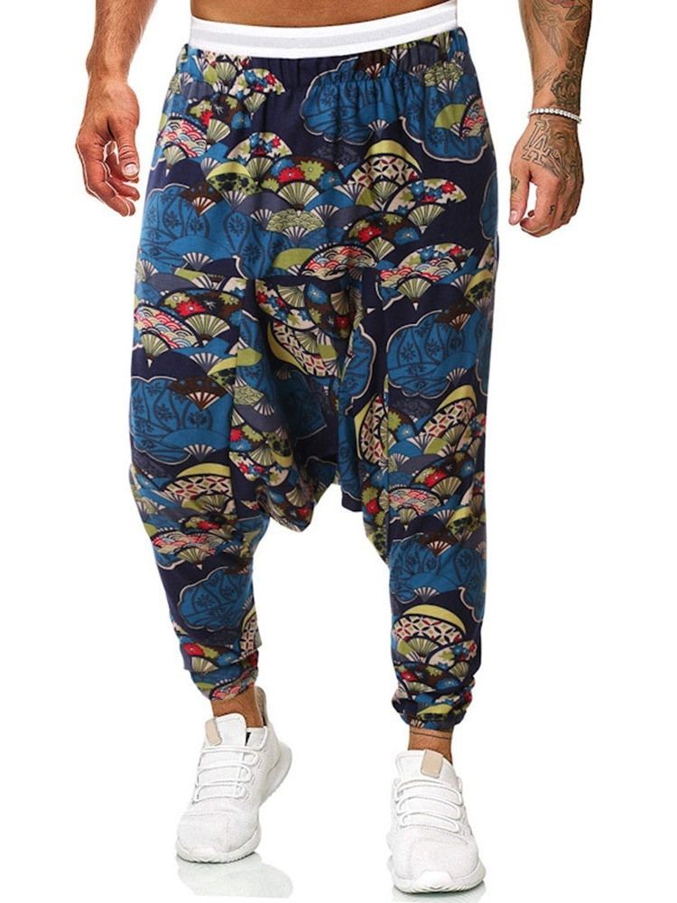 Baggy Pants Print Floral Mid Waist Herre Casual Bukser