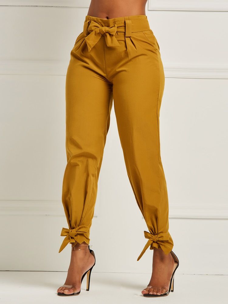 Bowknot Plain Pencil Pants For Kvinner